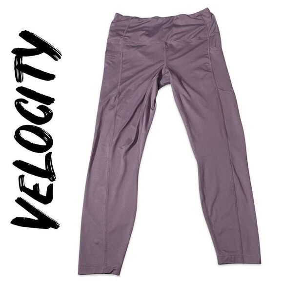 VELOCITY Lavender 7/8 Leggings, Mid-rise, Moisture Wicking, 3 Pockets, Size L - Picture 1 of 6